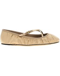 Dolce & Gabbana - Logo Buckle Ruched Detailed Ballet Flats - Lyst