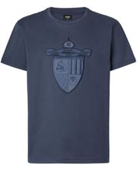 Fendi - Crest Embroidered Crewneck T-Shirt - Lyst