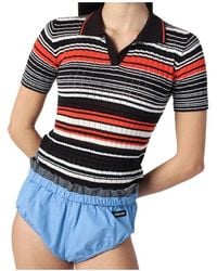 Roberto Collina - Striped Knitted Polo Shirt - Lyst