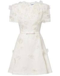 Leo - Elyse Floral-Appliqué Linen And Silk Minidress - Lyst