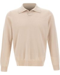 Kangra Cashmere - Kangra Open-Collar Long-Sleeve Polo Shirt - Lyst