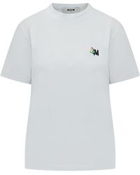 MSGM - Short-Sleeved Crewneck T-Shirt - Lyst