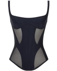 Mugler - Illusion Semi-Sheer Corset Top - Lyst