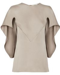 Fendi - Cape-Style Sleeved Cut-Out Detailed Blouse - Lyst