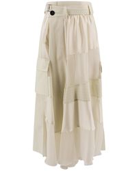 Sacai - Asymmetric Ruched Panelled Skirt - Lyst