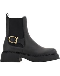 Ferragamo - Ferragamo Gancini Buckle Chelsea Boots - Lyst