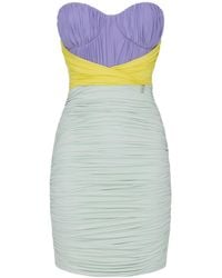 Elisabetta Franchi - Tricolour Draped Jersey Mini Dress - Lyst