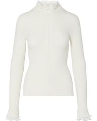 Liu Jo - Ruffled High Neck Knitted Top - Lyst