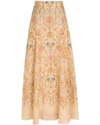 Zimmermann - Printed Linen And Silkblend Maxi Skirt - Lyst