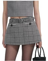 Self-Portrait - Houndstooth Belted Waist Mini Skort - Lyst