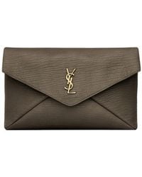 Saint Laurent - Leather Cassandre Envelope Pouch - Lyst