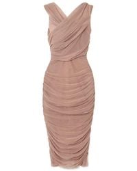 Dolce & Gabbana - Ruched Stretch-Tulle Midi Dress - Lyst