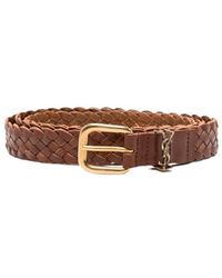Saint Laurent - Logo Plaque Braided Belt - Lyst