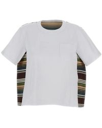 Sacai - Striped T-Shirt - Lyst