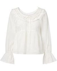 Posse - Lace-Trimmed Cotton Blouse - Lyst