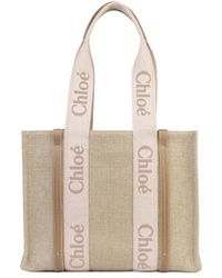 Chloé - Chloé Woody Logo Detailed Medium Tote Bag - Lyst
