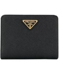 Prada - Logo Plaque Bi-Fold Wallet - Lyst