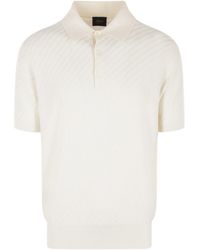 Brioni - Woven Pattern Knitted Polo Shirt - Lyst