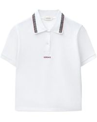 Versace - Embroidered-Logo Cotton Piqué Polo - Lyst