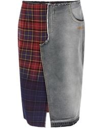 Off-White c/o Virgil Abloh - Patchwork Midi Skirt With Stonewashed Cotton Front - Lyst