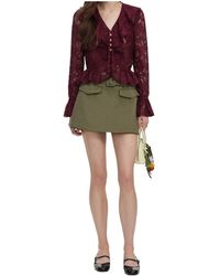 Self-Portrait - Ruffled Lace-Overlay Top - Lyst