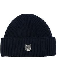 Maison Kitsuné - Maison Kitsuné Fox Patch Ribbed Beanie Hat - Lyst