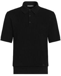 Dolce & Gabbana - Ribbed Knit Polo Shirt - Lyst
