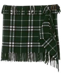Burberry - Checked Fringed-Edge Mini Skirt - Lyst