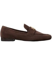 Tory Burch - Logo-Plaque Suede Loafers - Lyst