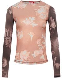 DIESEL - T-Moky Floral Printed Long Sleeved Ribbed Top - Lyst