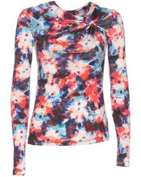 Patrizia Pepe - Flower-Printed Draped Top - Lyst