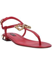 Dolce & Gabbana - Round Toe Leather Sandals - Lyst