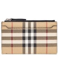 Burberry - Checked Zipped Card Holder - Lyst
