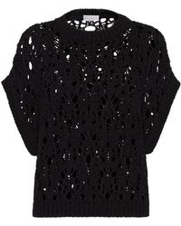 Brunello Cucinelli - Open-Knitted Crewneck Jumper - Lyst