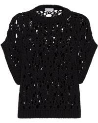 Brunello Cucinelli - Open-Knitted Crewneck Jumper - Lyst