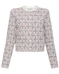 Self-Portrait - Cropped Floral Collar Cardigan - Lyst
