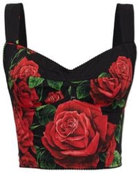 Dolce & Gabbana - Floral Motif Cropped Top - Lyst