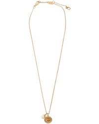 COACH - Logo-Pendant Pearl-Detail Necklace - Lyst