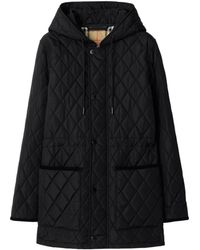 Burberry - Checkered Detailed Quilted Coat - Lyst