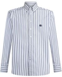 Etro - Pegaso Embroidered Striped Shirt - Lyst