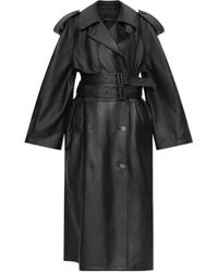 Balenciaga - Belted Leather Trench Coat - Lyst