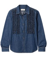 Nili Lotan - Lexa Ruffled Denim Shirt - Lyst