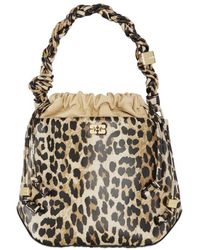 Ganni - Leopard Bou Bucket Bag - Lyst