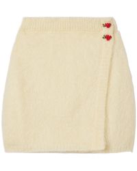Alessandra Rich - Wrap-Effect Embroidered Mohair-Blend Mini Skirt - Lyst