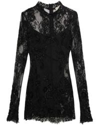 Blumarine - Short Lace Dress With Embroidery - Lyst