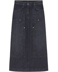 Givenchy - Denim Midi Skirt - Lyst