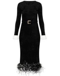 Self-Portrait - Chenille Knit Feather Midi Dress - Lyst