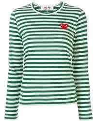COMME DES GARÇONS PLAY - Striped Logo-Patch T-Shirt - Lyst