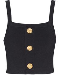 Balmain - Buttons Knit Bralette Top - Lyst