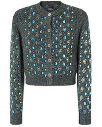 Pinko - Knitted Muline Cardigan With Jewel Applications - Lyst